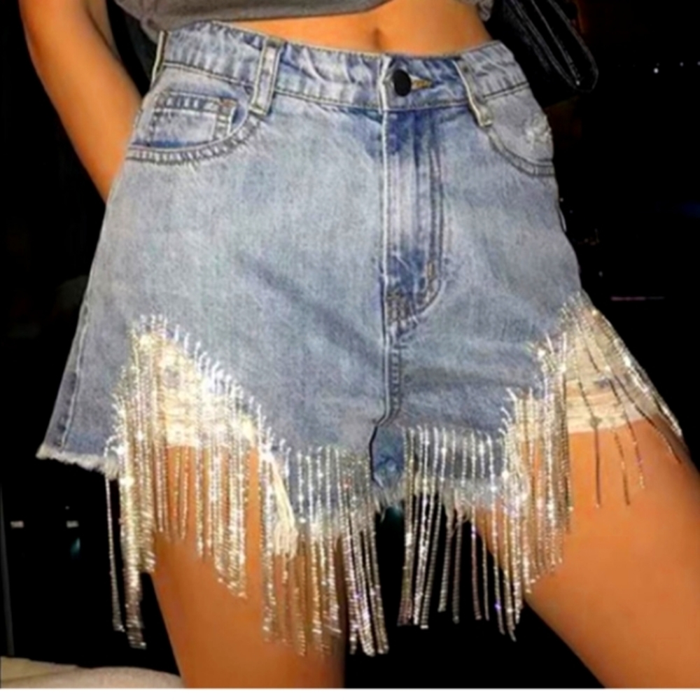 Bling denim shorts